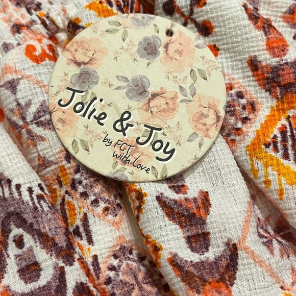 💜🧡 Tiered Ruffle Skirt | Smocked | Aztec Design | Jolie & Joy | Size Large - Picture 7 of 10